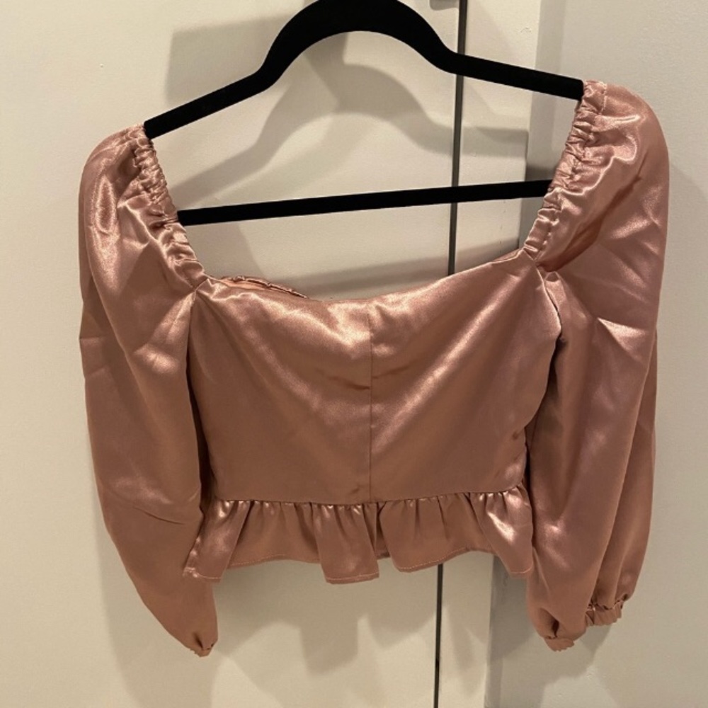 Majorelle satin top. Class up a pair of jeans a heels. Perfect date top π - Picture 3 of 4